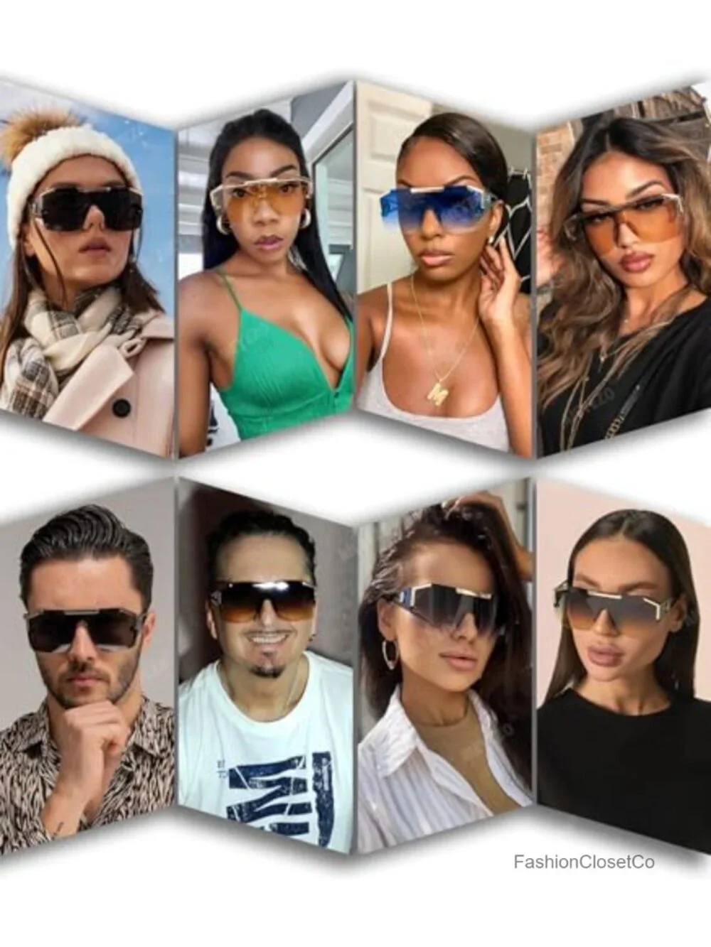 Oversized Square Shield Sunglasses One Lens Retro Shades Unisex